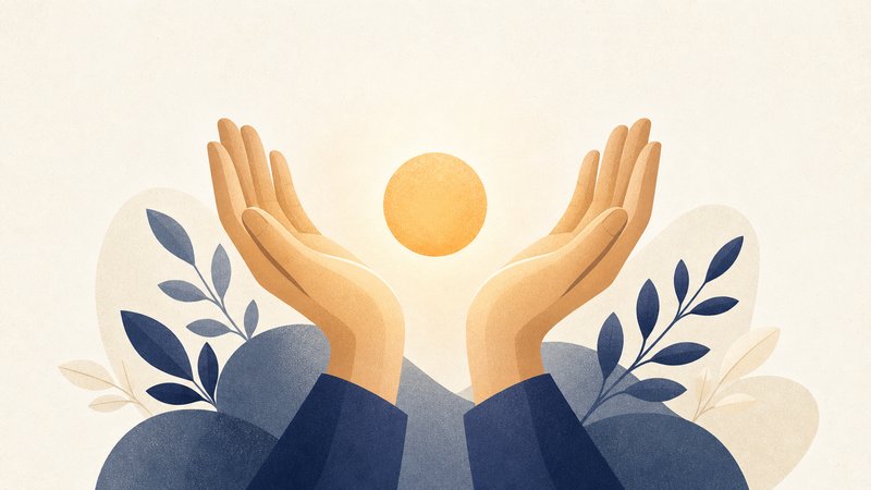 A calm, reassuring illustration representing support for people affected by gambling